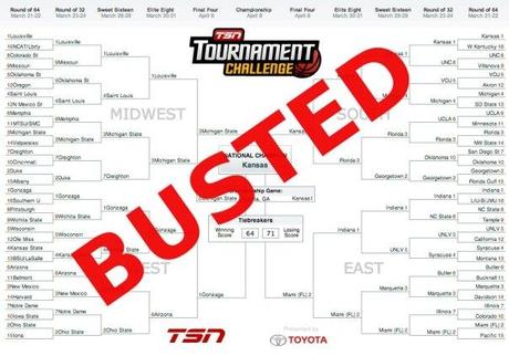 2013 NCAA March Madness Busted Bracket
