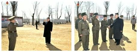 Kim Jong Un is saluted by the commander of the 2nd Battalion of KPA Unit #1973 (L) and greets commanding officers during a field inspection of the battalion on 23 March 2013 (Photo: KCTV screngrabs)