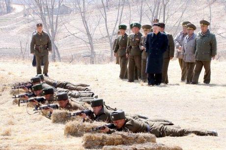 Kim Jong Un observes SOF personnel serving in the 2nd Battalion of KPA Unit #1973 participating in small arms drills on 23 March 2013 (Photo: Rodong Sinmun)
