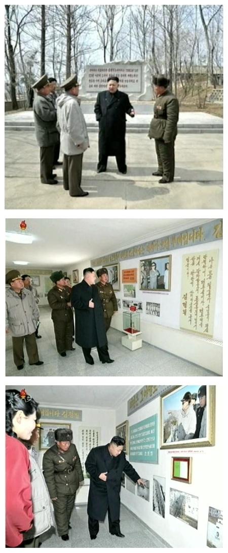 Kim Jong Un views the historical exhibitions during his inspection of the command element of KPA Unit #1973 on 22 March 2013 (Photos: KCTV screengrabs)