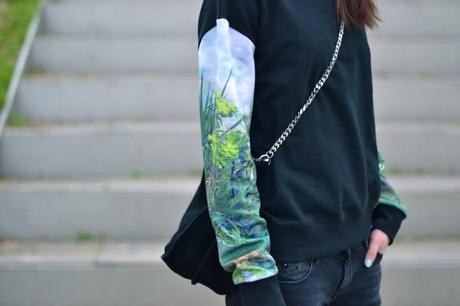 yep collection tropical print sleeves sweater