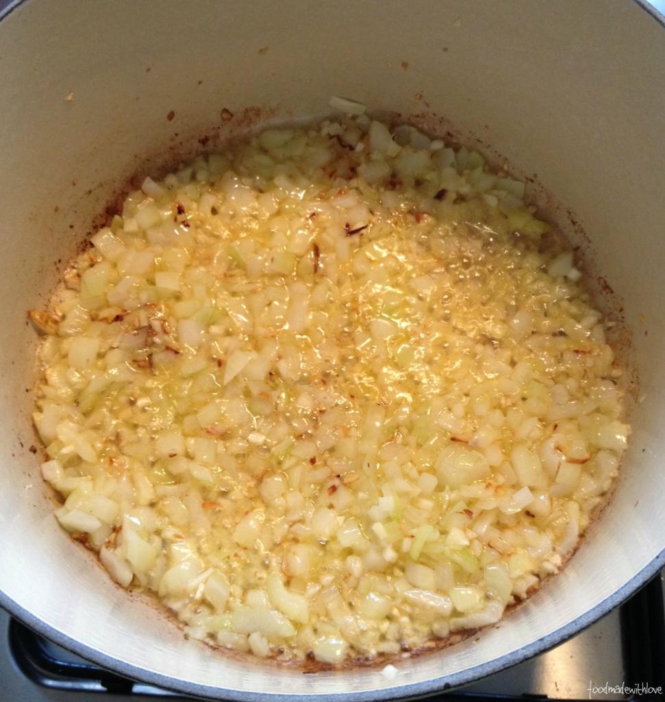 Frying the onion and garlic