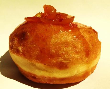 The Ring of Fire, a Polish doughnut (Paczki), filled with an apricot-caramel-red chili peppers. Tart, Sweet, and Hot.