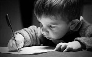 child writing great article