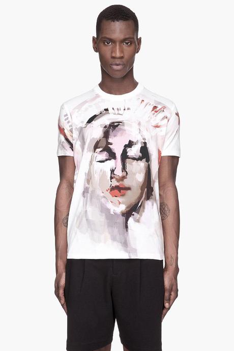Givenchy White Brushstroke Abstract Madonna T_shirt