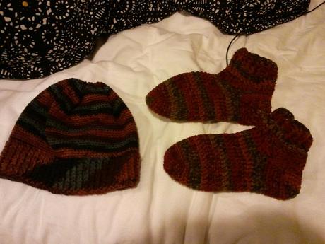 Socks for my Great Aunt, and a hat for my Great Uncle.