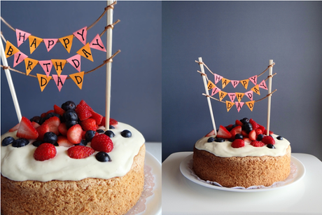 Old Fashioned Sponge Cake with Whipped Mascarpone Cream and Fresh Berries