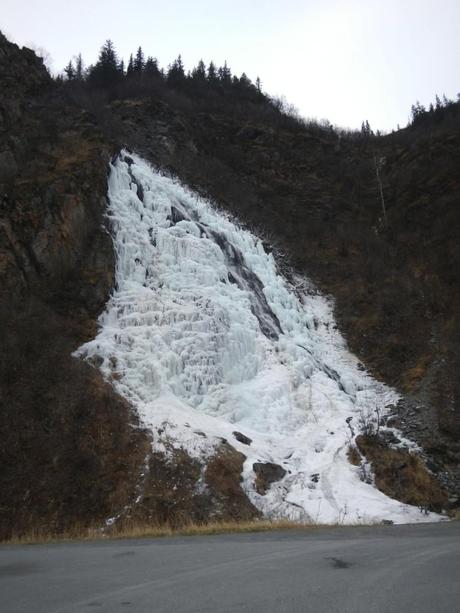 Frozen waterfall in Valdez
