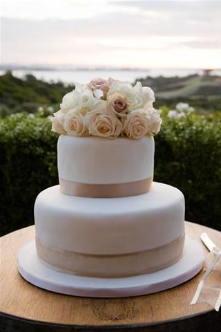 Floral Two-Tier Wedding Cake