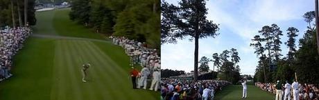 Left: Lyle on 18th tee in 1988          Right: Watson on 18th tee in 2012 [click on image to expand]