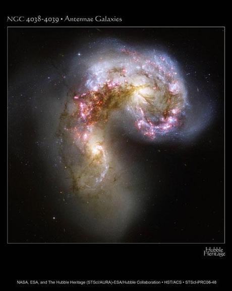 Antennae Galaxies photography. Picture taken with Hubble Telescope 