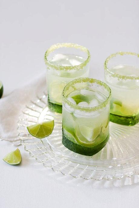 Lime sugar - lime flavored, green colored rimming sugar - for sweet margarita, caipirinha or mojito