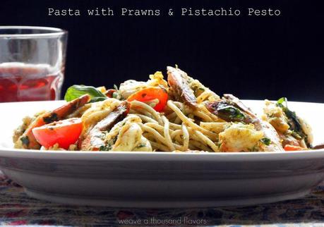 Pasta with Prawns & Pistachio Pesto