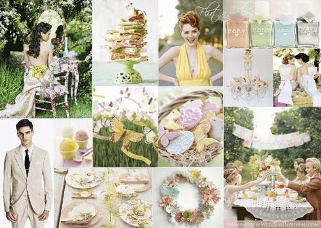 pastel wedding inspiration board