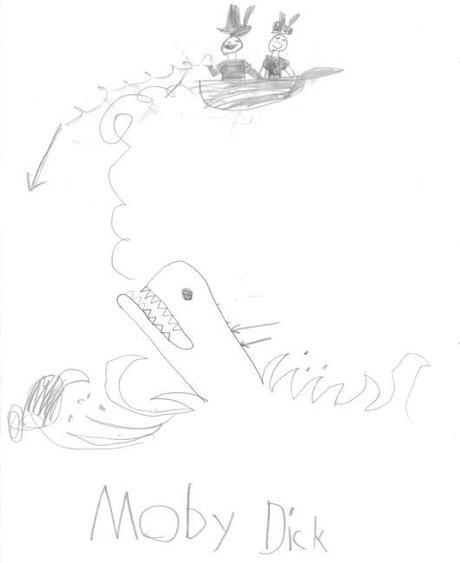 A Classic I Don't Own on Audiobook. (Illustration courtesy of Aidan, age 7)