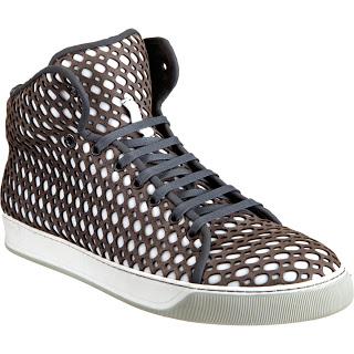 Artisanal Optics:  Lanvin Perforated Overlay High Top Sneaker