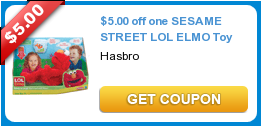 $5.00 off one SESAME STREET LOL ELMO Toy