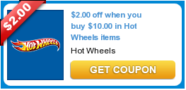 $2.00 off when you buy $10.00 in Hot Wheels items