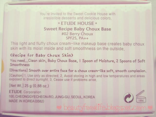 Etude House sweet recipe review, Sweet recipe baby choux Berry review, base make up, korean base make up review, beautyfoodlife.blogspot.com