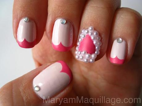 valentine's day nail art, valentine's day, beautyfoodlife.blogspot.com, pink nail art