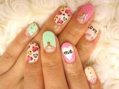 valentine's day nail art, valentine's day, beautyfoodlife.blogspot.com, pink nail art