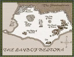 Map of Deltora. In each book they go to a new, ominous sounding place.