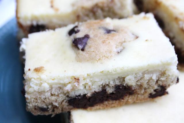 on chocolate chip cheesecake bars...