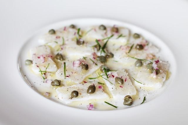 Cod carpaccio with capers & red onion # 74