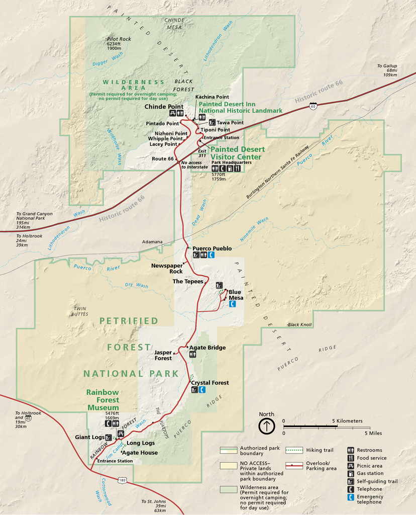 Map and Trip Planner for Petrified Forest National Park