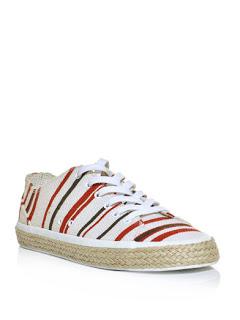 Sun On Your Face, Canvas On Your Feet:  Dolce & Gabbana Stripe Canvas Trainers