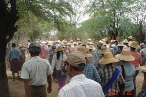 Protesters march against the Letpadaung copper mine in August 2012. (Photo: Open Society Monywa)