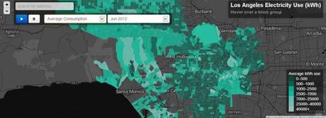 LA electricity average consumption map, June 2012 (Source: California Center for Sustainable Communities)
