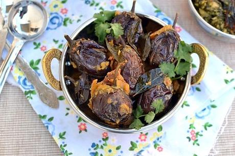 Gutti Vankaya Kura (Dry)-Stuffed Eggplants Curry