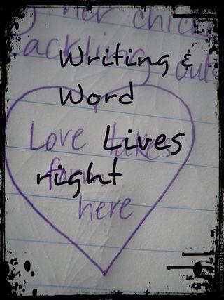 Writing word love lives here