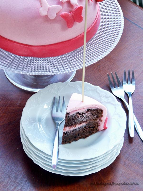 Butterfly Strawberry Chocolate Fondant Cake