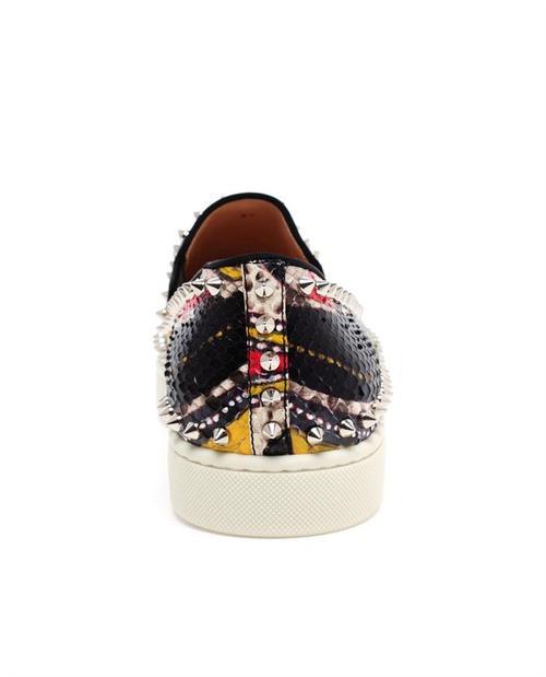 Christian Louboutin Mens Pik’ Spiked Python Boat Shoes