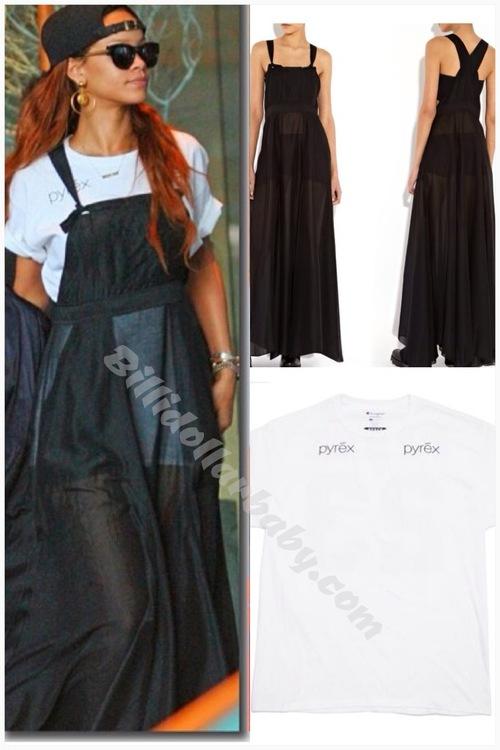 Rihanna arriving at Vancouver, Canada wearing River Island x...