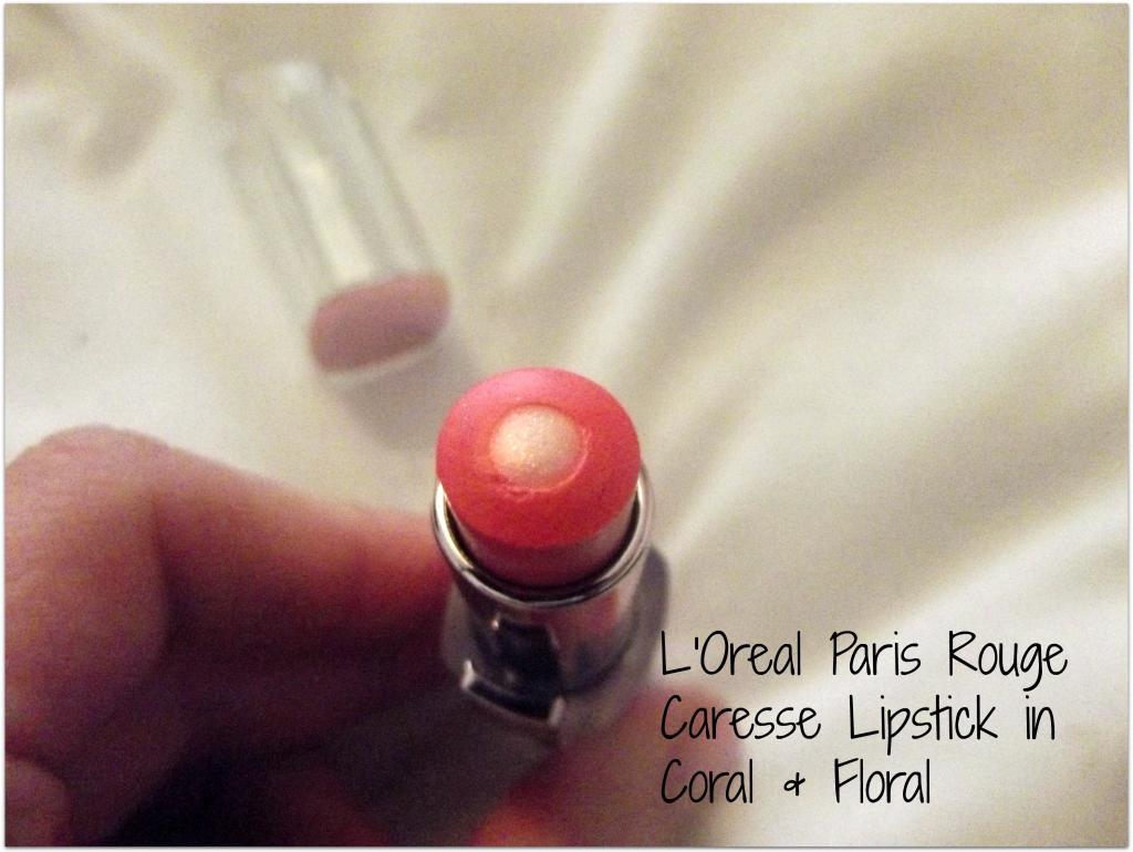 L'Oreal Paris Rouge Caresse Lipstick in Coral & Floral, lip stick, coral, sheer, balm