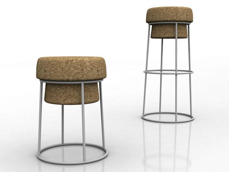 High cork stool BOUCHON | High stool - DOMITALIA: High steel stool