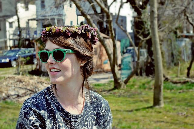 floral garland, wreath, crown, spring, field, in style, fashion, sunglasses