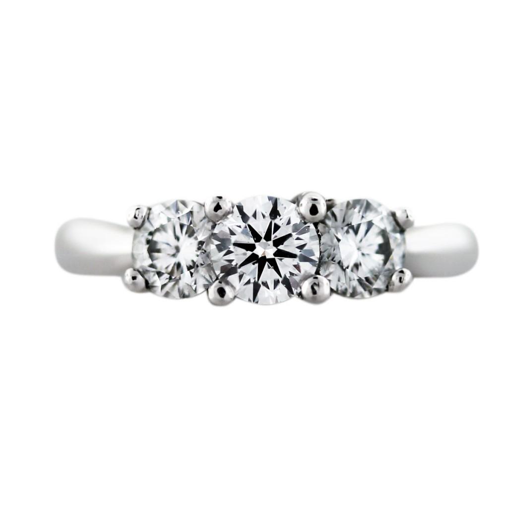 Platinum and 18K White Gold 3 Stone Diamond Engagement Ring, 3 stone engagement ring boca