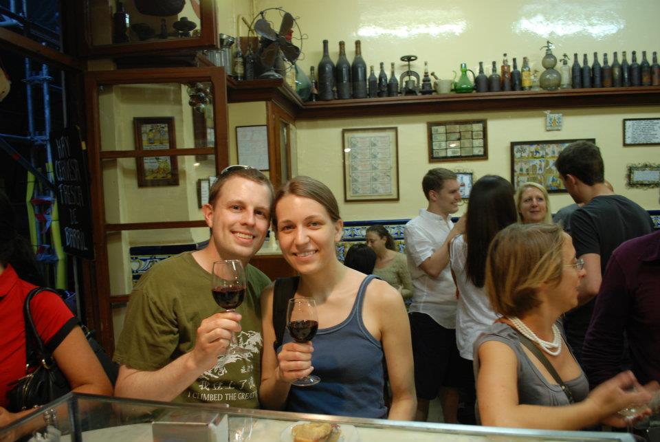 Jeremy and Angie Drinking in Barcelona, Spain