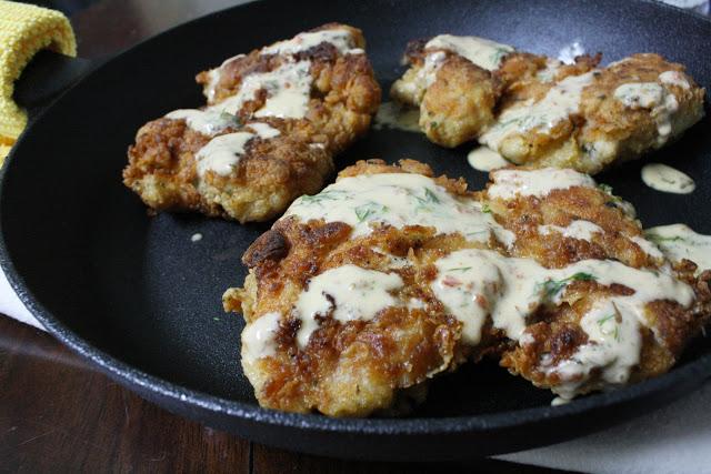 on skillet chicken with honey dill chipotle glaze...