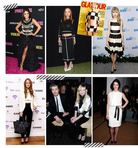 monochrome fashion trend for spring summer 2013 black and white ashley greene christina ricci kristen dunst taylor swift made in chelsea rosie
