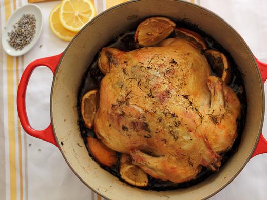 Roasted Chicken with Lemon, Lavender and Fennel