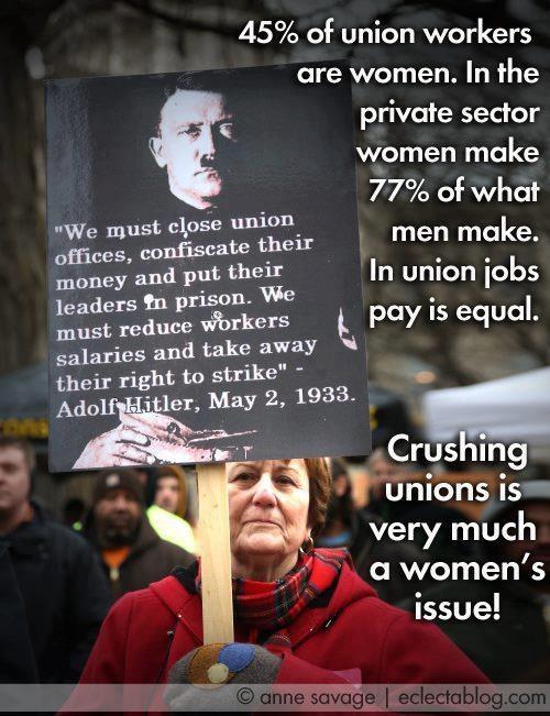 The right wing culture war on unions is also part of the culture war on women