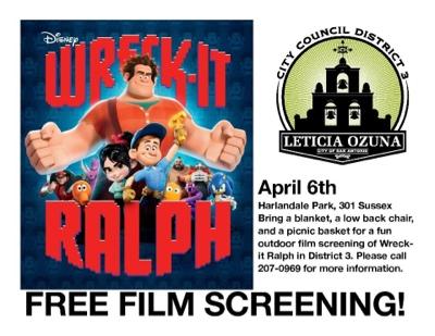 Watch Wreck it Ralph at Harlandale Park Saturday Night