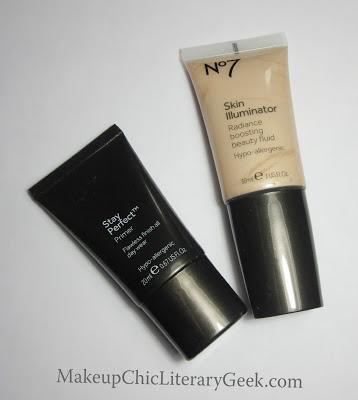 New Boots No 7 Spring Product Swatches and Review - Primer, Skin Illuminator, Mascara, and Lip Glacé