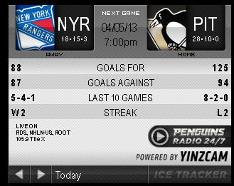 Game 39 : Penguins vs. Rangers : 04.05.13 : Live Game Thread!