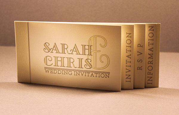 Padua booklet invitation, a design based on the Bride and Grooms name